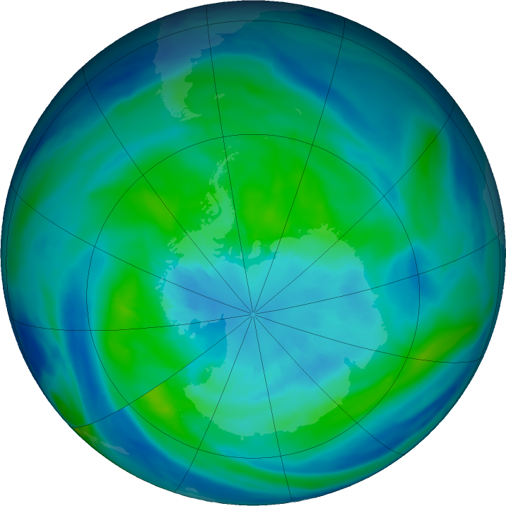 Antarctic ozone map for 30 March 2024